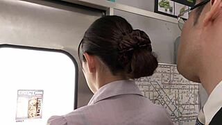 Milf Ryo Fukutomi groped on train, ends with outdoor creampie