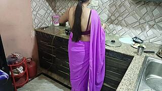 desi stepmom surprises vivek on birthday, dirty hindi talk in kitchen, oops