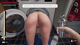 Stuck stepmom needs help in washing machine gameplay.