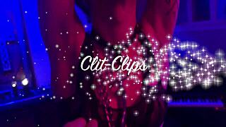 I-I train my skinny submissive slave with clit clips, mistress style.