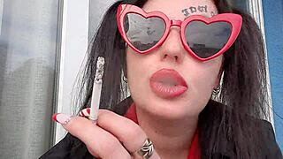 dominatrix nika smokes seductively