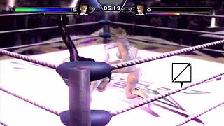 in this rumble roses match, miss spencer gets her big ass DESTROYED by blonde wrestler in high definition action