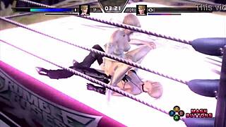 in this rumble roses match, miss spencer gets her big ass DESTROYED by blonde wrestler in high definition action