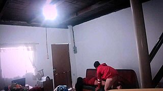 Venezuelan bombshell surprises housemate with monster cock creampie on sofa