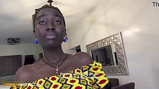 yo, this stacked black milf with natural tits slurps and rides producer's huge white cock in casting!