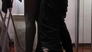 Milf in pantyhose and heels gets groped then fucked hard