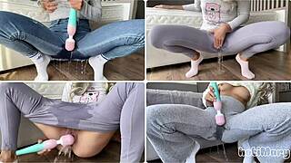 ever seen squirt orgasms blast through leggings like this?