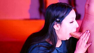 watch this pretty german teen girlfriend give a sloppy deepthroat blowjob on huge monster cock moaning loud till cum covers her lipstick lips and pussy gets rough sex