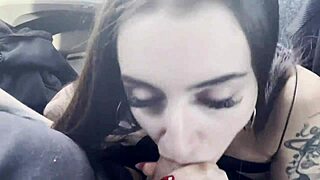 Quick Bus Blowjob Ends with Cum Swallow