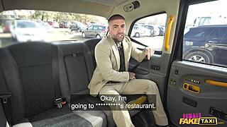 sexy athletic redhead in taxi uniform bends over for monster cock doggystyle cumshot