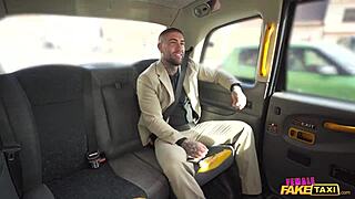 sexy athletic redhead in taxi uniform bends over for monster cock doggystyle cumshot