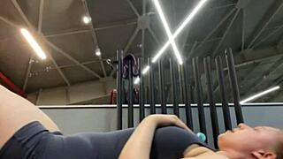 watch her extreme gym squirting orgasm hit hard outdoors