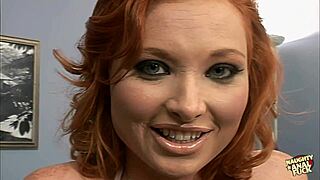 redhead takes double penetration then bukkake facial blast