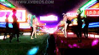 Hatsune Miku and Megurine Luka shake big asses and tits in world end dancehall performance