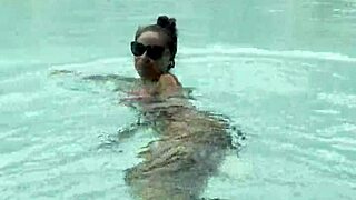 monika fox heats up the pool in her skimpy pink bikini