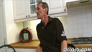 Old man feels intense joy exploring young 18+ tight pussy