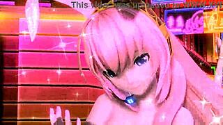 Hatsune Miku and Megurine Luka shake big asses and tits in world end dancehall performance