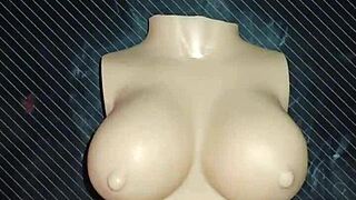 Homemade Fuck Doll On Desk Gets Close-Up Double Penetration Creampie With Gaping Tight Pussy And Handjob Finish On Tits