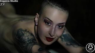 emo goth teen strips pierced nipples and tattoos in punk hentai tease