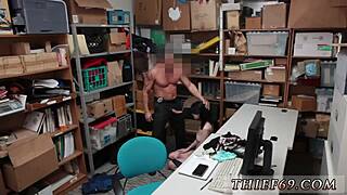 teen ebony suspect masturbates squirts hard in police garage uniform punish