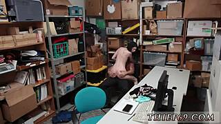 teen ebony suspect masturbates squirts hard in police garage uniform punish