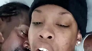 curvy ebony babe bareback rides huge black cock tight pussy creampie homemade