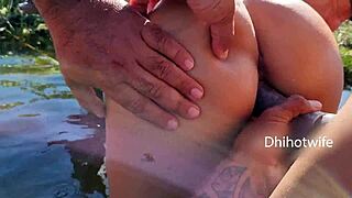 dhihotwife acts slutty for two guys public rio cuckold wife flashing