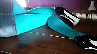 milf legs in pantyhose spread wide on desk begging for touch