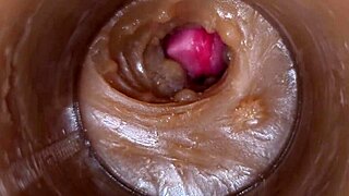POV oiled pussy filled with precum cum creampie close-up 4k monster cock deep
