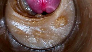 POV oiled pussy filled with precum cum creampie close-up 4k monster cock deep