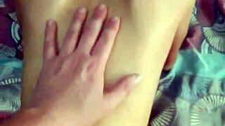 Petite teen's perfect ass mutual doggystyle play