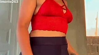 prostitute parades her huge ass with panties marking every juicy curve so tight
