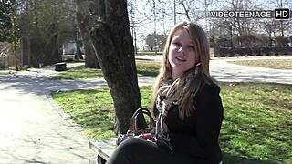 blonde jess 19yo strips lingerie for first casting toy masturbation interview