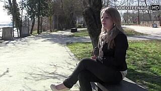 blonde jess 19yo strips lingerie for first casting toy masturbation interview