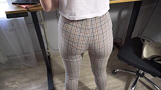 Office Girl's Tight Ass Tease in Full Back Panties—Wanna Rip Them Off?