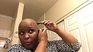 milf shaves head smooth bald at home for boyfriend's first time request