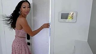 ebony wife rides handyman hard while cuck husband watches the whole hardcore scene