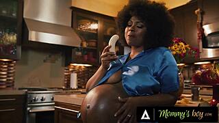 mommys pregnant ebony gets doggystyle creampie during midnight snack cumshot 🤰💦
