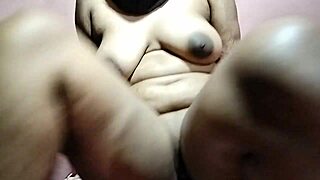 Hey, this sexy Indian teen fingers her huge tits and wet pussy for the first time