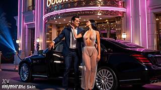 AI oriental fox tail hostess teases in luxury strip club with sensual go-go dancers