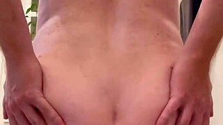 she gapes her asshole wide with that training cone dildo.