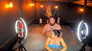 sheena ryder gets her clothes ripped off for hot tub sex and deepthroat riding