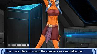 Orange trainer 6 gropes huge boobs and tits while shaking ass dancing boldly