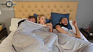 Stepfather Sneaks Monster Cock into Melanie Caceres' Tight Pussy on Bed - Let's Stay Silent