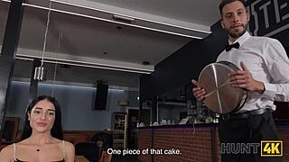 I found pretty petite ara mix in cafe now fucking her shaved pussy in toilet