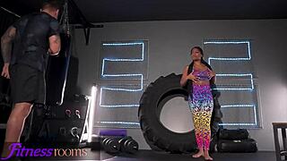 fitness ebony latina's big ass tempts monster cock deepthroat in gym squirting orgasm
