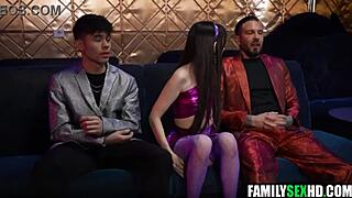 My stripper stepdaughter offers her tight pussy to bribe stepdad and brother