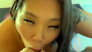 Heart pounds as she gags on huge cock balls sloppy deepthroat cumshot facial floods her after work.