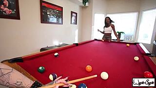 lesbian milfs kris riot and harmonie marquis lick clits in sexy pool game