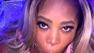 Ebony babe's mega ass bent over in lingerie. 😍